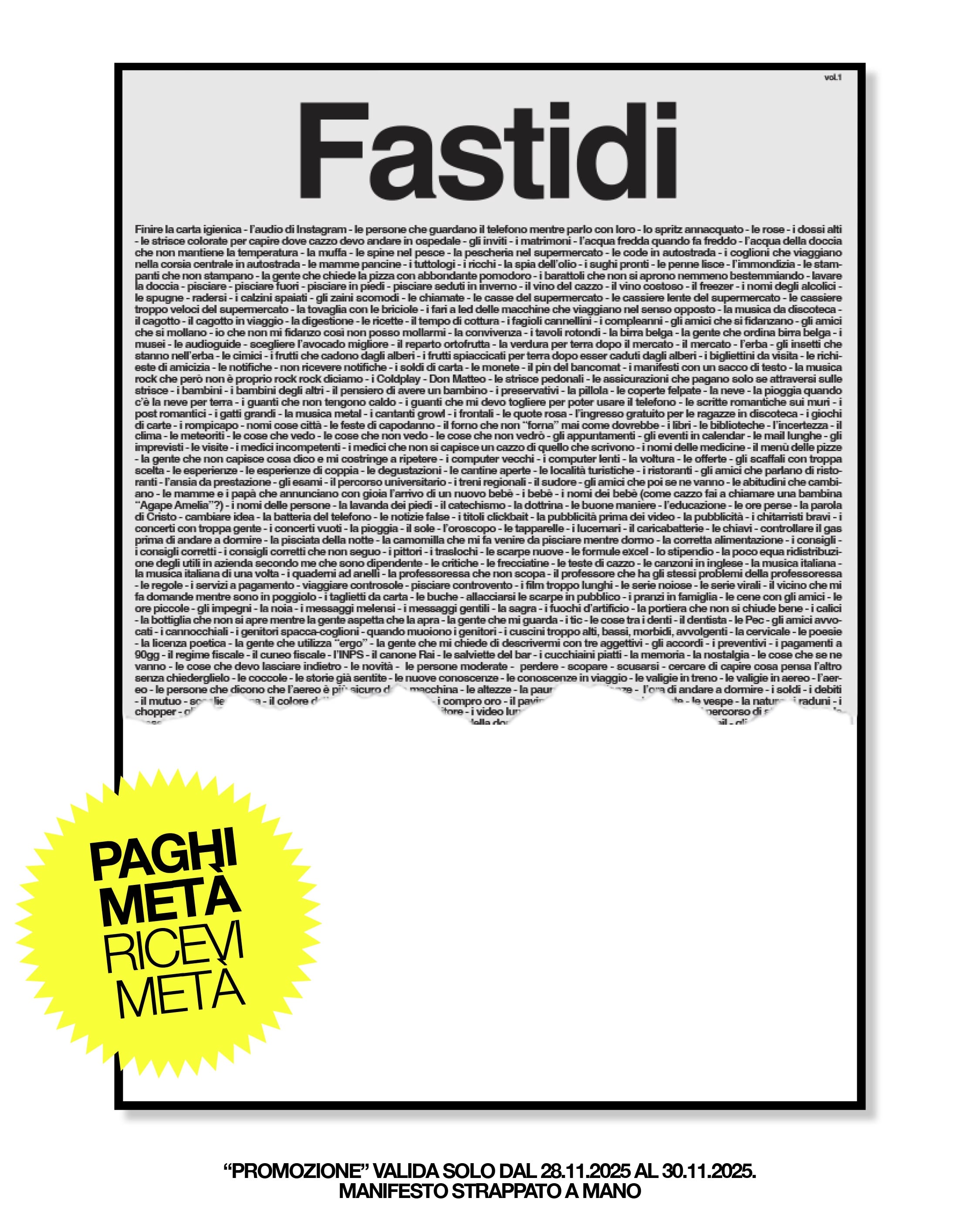 Fastidi - 50% PROMO BLACK FRIDAY