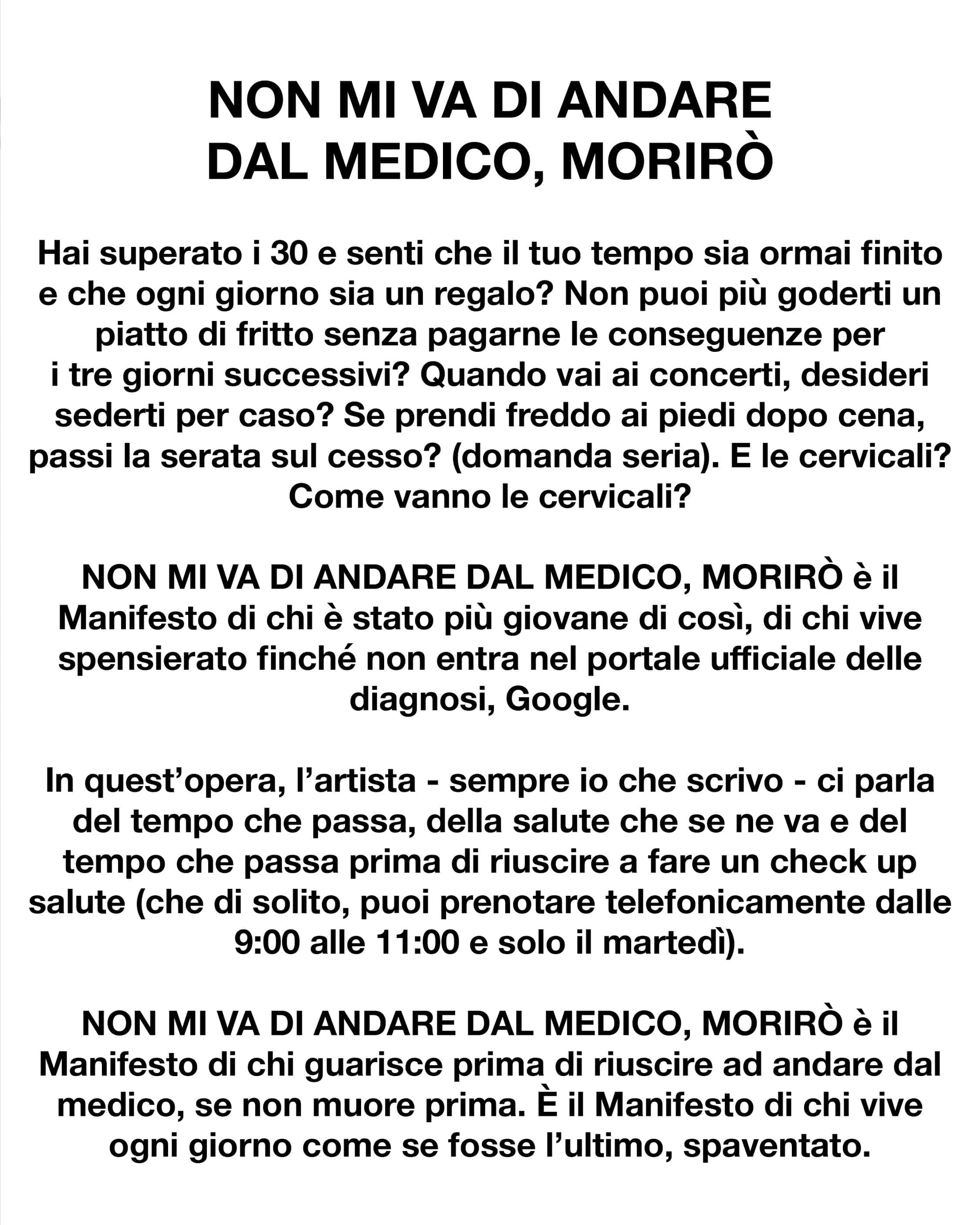 Non mi va di andare dal medico, morirò