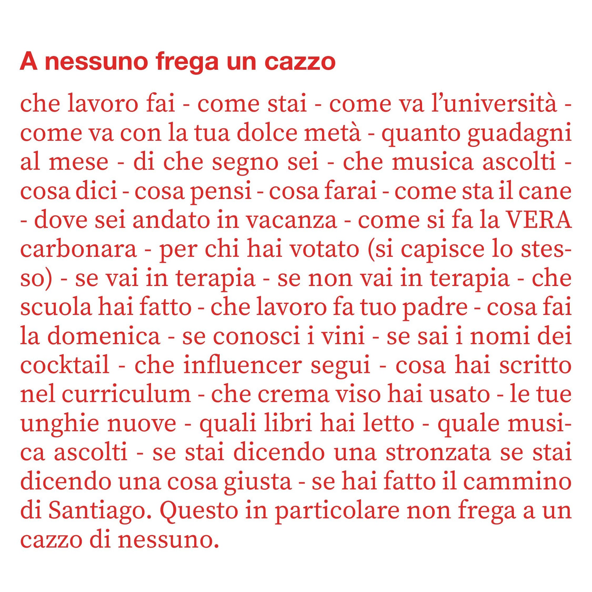 Maglietta A nessuno frega un cazzo ⚪️